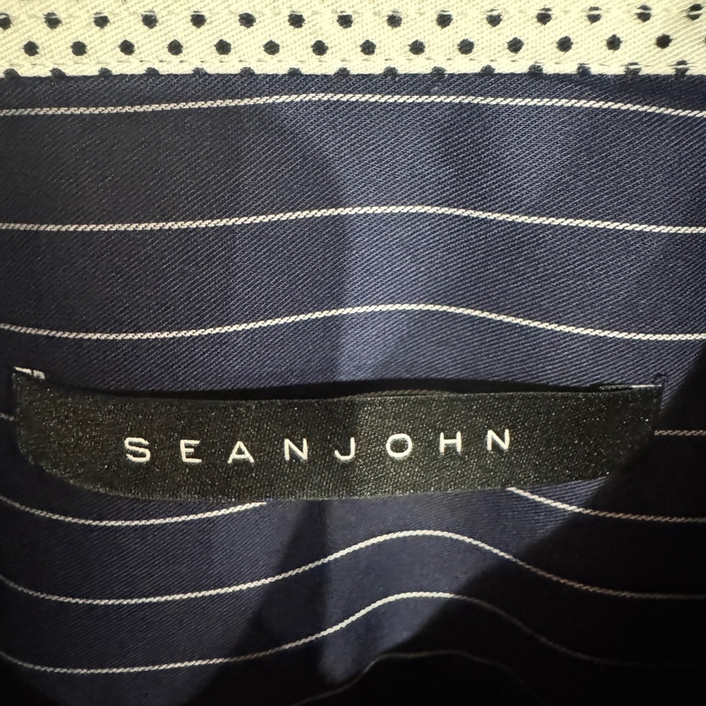 Sean John Men's Blue Striped Button Down Shirt cotton 16 1/2 - Picture 4 of 7